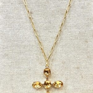 Collar en acero inoxidable con incrustaciones de Swarovski en color ambar.