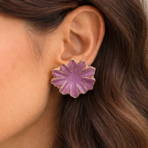Pendientes acero esmaltados Mariposazul modelo Flor color lila